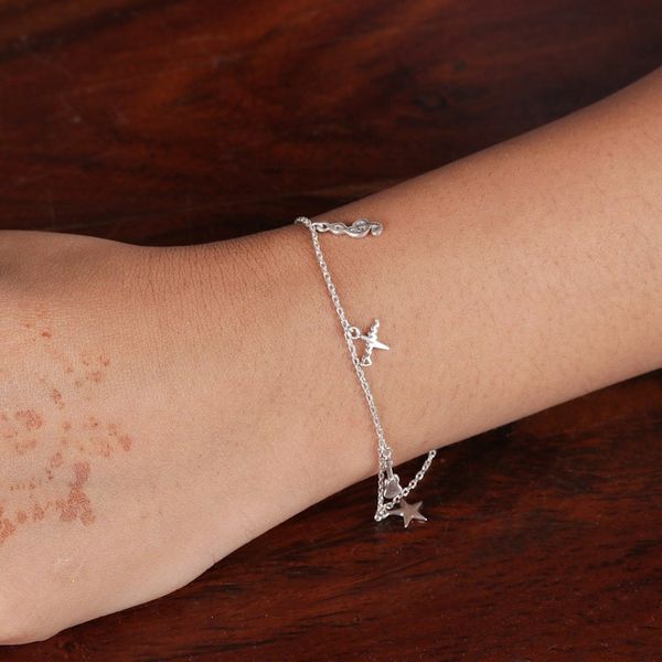 Alternate image for Music-Themed High-Polished Sterling Silver Charm Bracelet Musical Beats