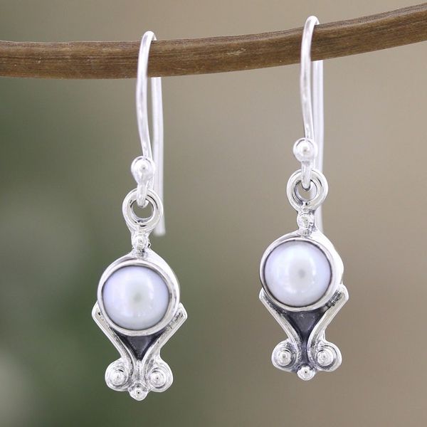Alternate image for Sterling Silver Dangle Earrings with Cultured Pearls Innocent Love