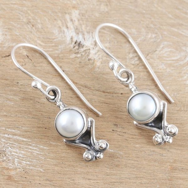 Alternate image for Sterling Silver Dangle Earrings with Cultured Pearls Innocent Love