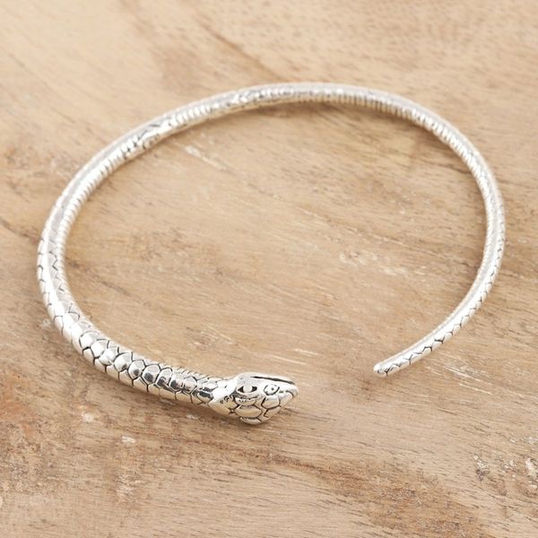 Alternate image for Sterling Silver Snake Cuff Bracelet Charming Snake