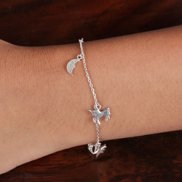 Alternate image for Fair Trade Horse and Star Sterling Silver Charm Bracelet Prairie Luck