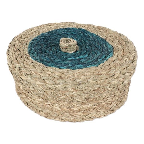 Alternate image for Natural Fiber Basket with Turquoise Tones Turquoise Allure