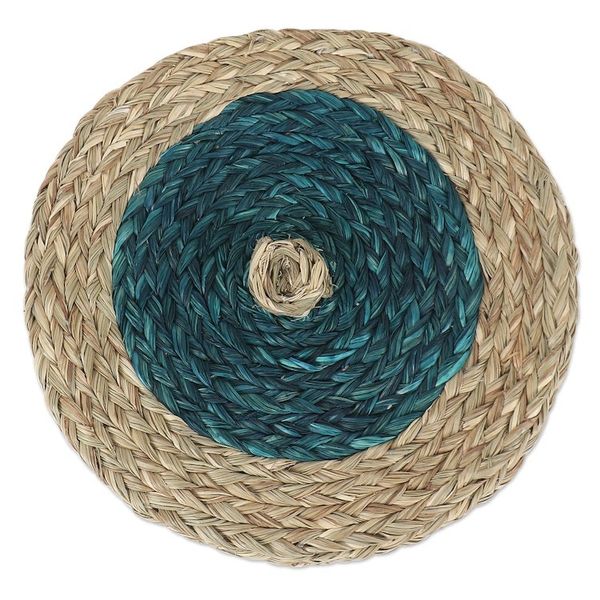 Alternate image for Natural Fiber Basket with Turquoise Tones Turquoise Allure