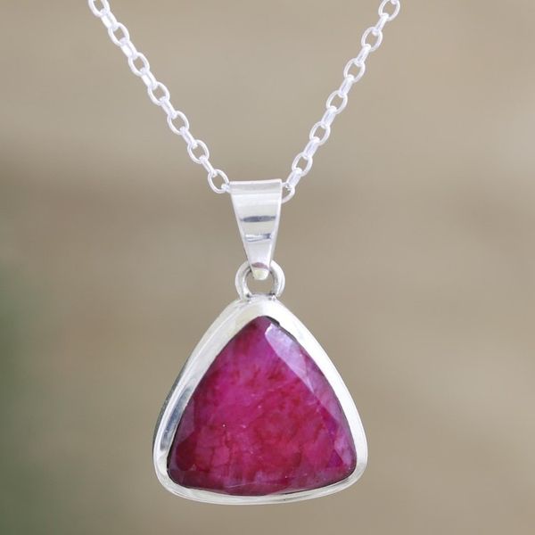 Alternate image for Artisan Crafted Ruby and Sterling Silver Pendant Necklace Illuminated in Love