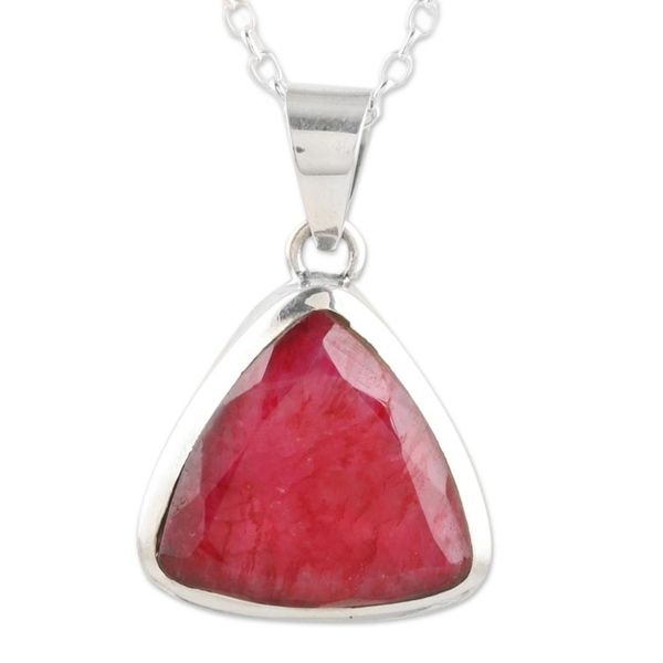 Alternate image for Artisan Crafted Ruby and Sterling Silver Pendant Necklace Illuminated in Love