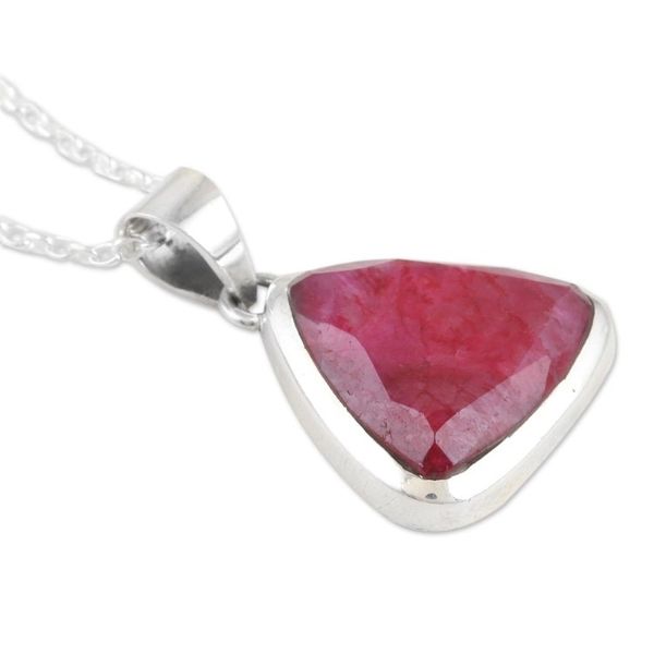 Alternate image for Artisan Crafted Ruby and Sterling Silver Pendant Necklace Illuminated in Love