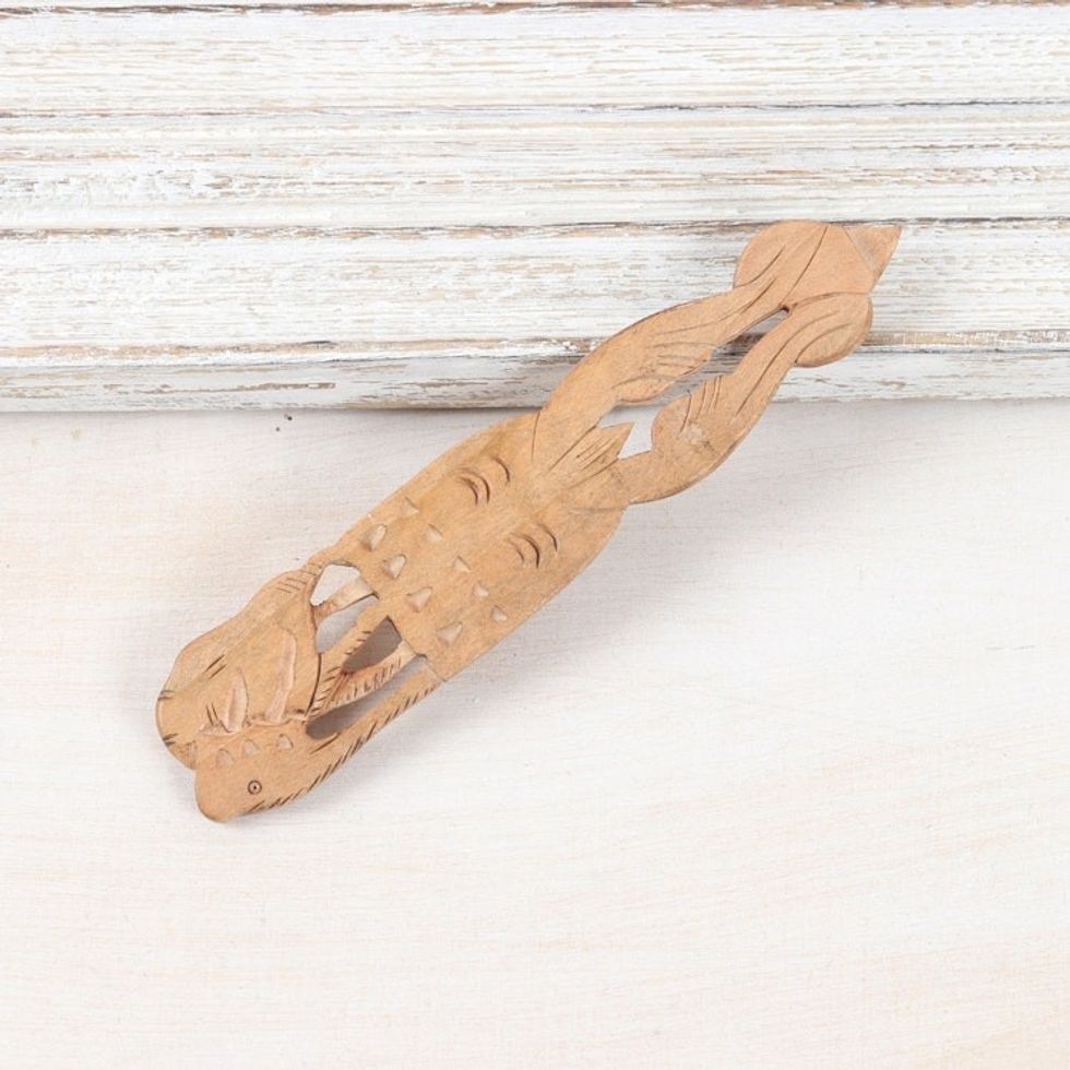 Handcrafted Kadam Wood Elephant Bookmark from India 'Royal Elephant'