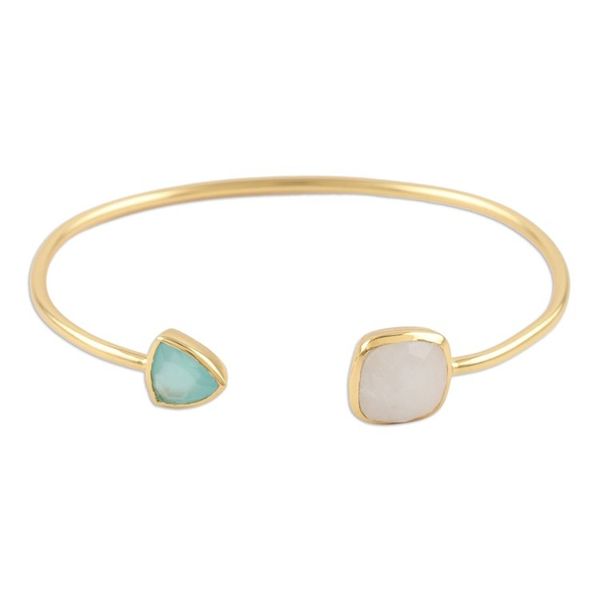 Alternate image for Gold-Plated Rainbow Moonstone and Chalcedony Cuff Bracelet Gorgeous Allure
