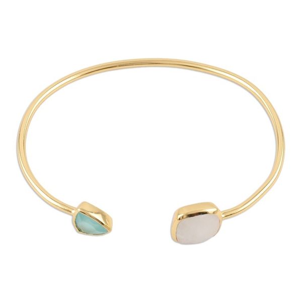 Alternate image for Gold-Plated Rainbow Moonstone and Chalcedony Cuff Bracelet Gorgeous Allure