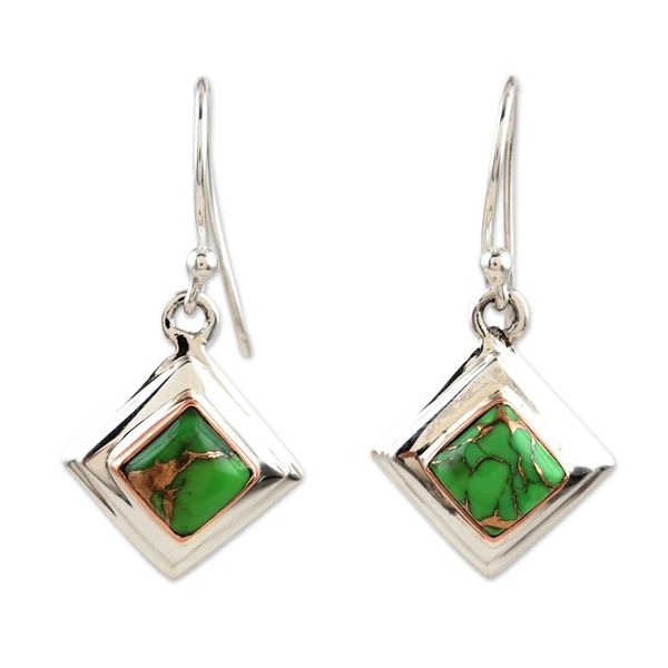 Alternate image for Green Sterling Silver Dangle Earrings Small Star in Green