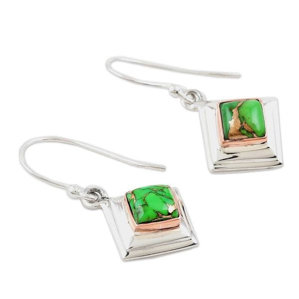 Alternate image for Green Sterling Silver Dangle Earrings Small Star in Green