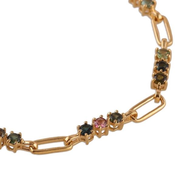 Alternate image for Polished 22k Gold-Plated Two-Carat Tourmaline Link Bracelet Colorful Mind
