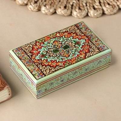 Alternate image for Indian Wood Papier Mache Decorative Box with Flowers Persian Style