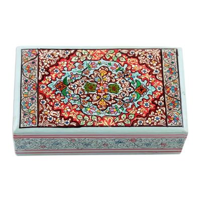 Alternate image for Indian Wood Papier Mache Decorative Box with Flowers Persian Style