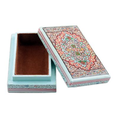 Alternate image for Indian Wood Papier Mache Decorative Box with Flowers Persian Style