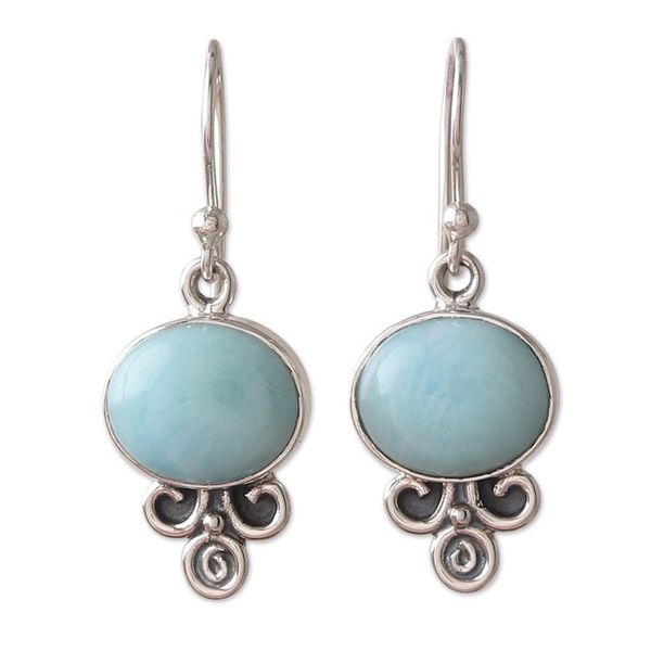 Alternate image for Sterling Silver Larimar Dangle Earrings Made in India Graceful Glam