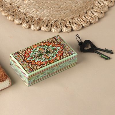 Alternate image for Indian Wood Papier Mache Decorative Box with Flowers Persian Style