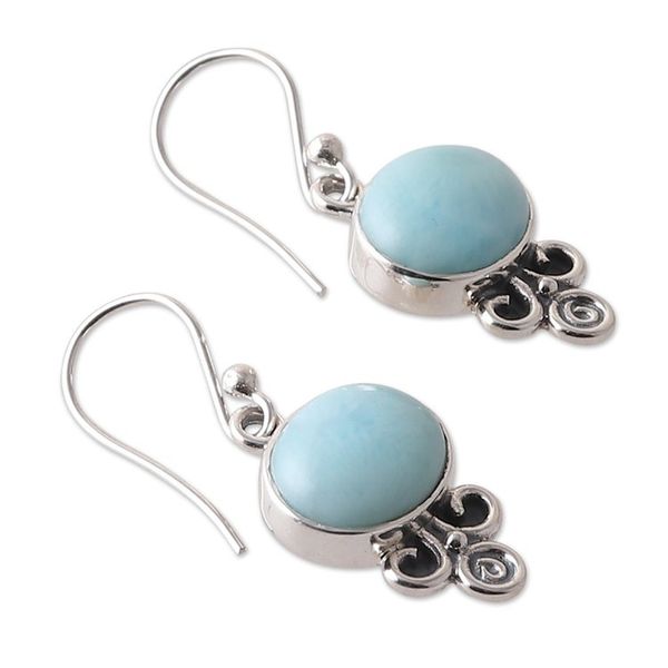 Alternate image for Sterling Silver Larimar Dangle Earrings Made in India Graceful Glam