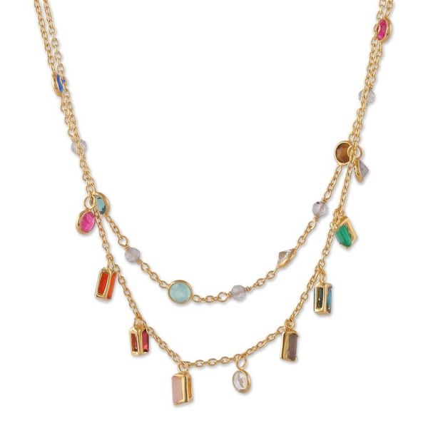 Alternate image for 18k Gold-Plated Multi-Gemstone Charm Strand Necklace Origin Story