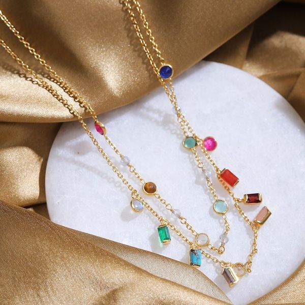 Alternate image for 18k Gold-Plated Multi-Gemstone Charm Strand Necklace Origin Story