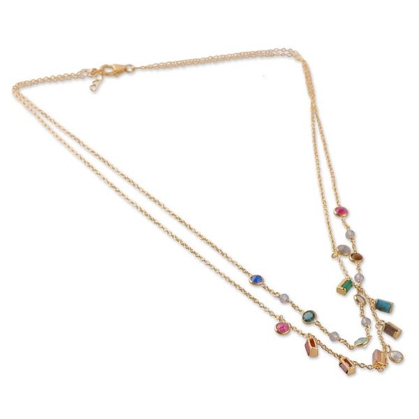Alternate image for 18k Gold-Plated Multi-Gemstone Charm Strand Necklace Origin Story