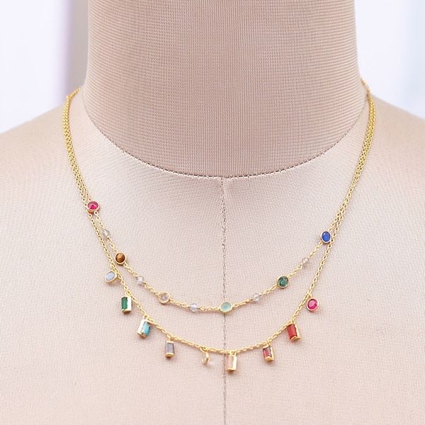 Alternate image for 18k Gold-Plated Multi-Gemstone Charm Strand Necklace Origin Story