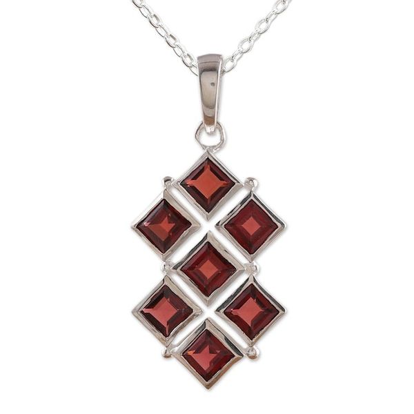 Alternate image for High-Polished Natural Two-Carat Garnet Pendant Necklace Crimson Energy