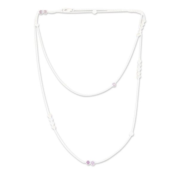 Alternate image for Rainbow Moonstone and Amethyst Station Necklace Casual Elegance