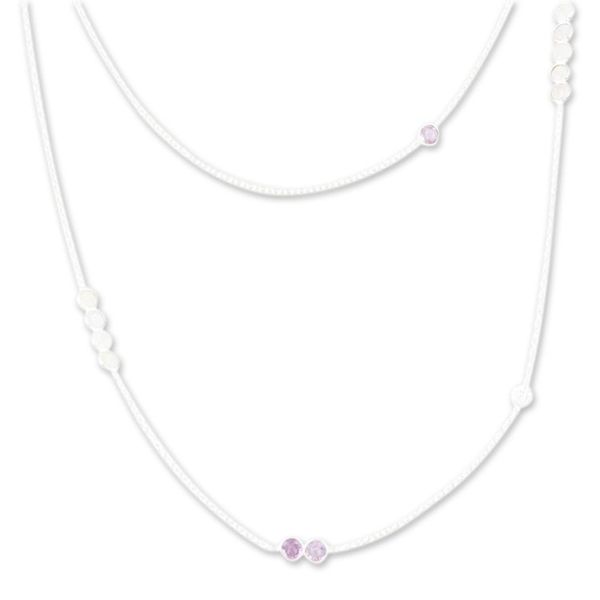 Alternate image for Rainbow Moonstone and Amethyst Station Necklace Casual Elegance