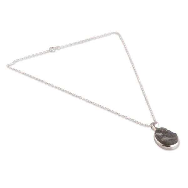 Alternate image for Sterling Silver Necklace with Freeform Labradorite Pendant Transformative Spirit