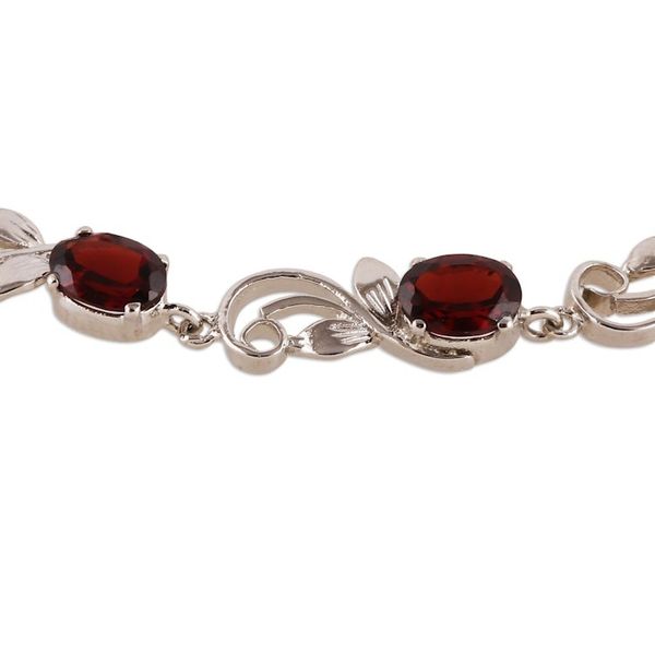 Alternate image for Rhodium-Plated and Eight-Carat Natural Garnet Link Bracelet Scarlet Shimmer