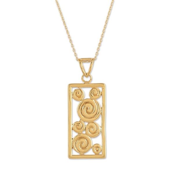 Alternate image for High-Polished Spiral-Patterned Brass Pendant Necklace Spiral Blast