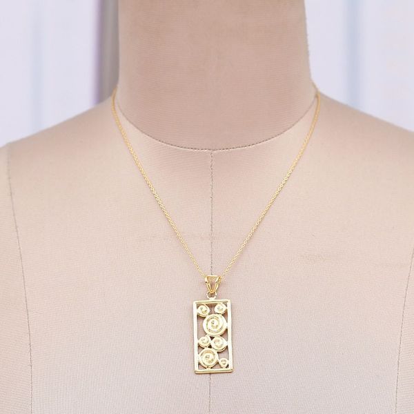 Alternate image for High-Polished Spiral-Patterned Brass Pendant Necklace Spiral Blast