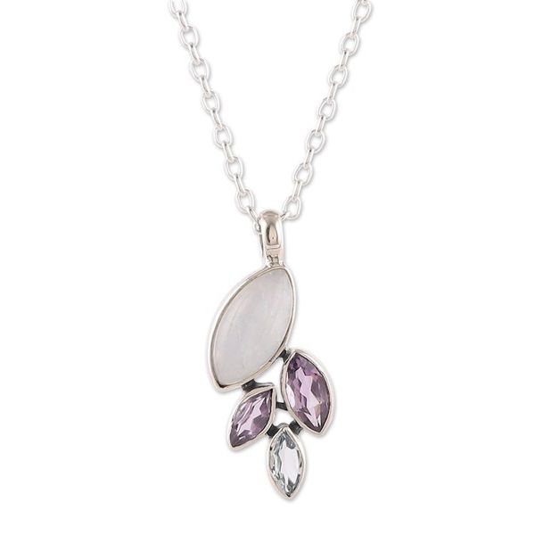 Alternate image for Leafy Two-Carat Multi-Gemstone Pendant Necklace Realm of Harmony