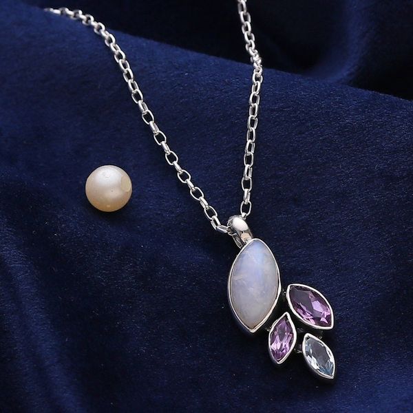 Alternate image for Leafy Two-Carat Multi-Gemstone Pendant Necklace Realm of Harmony