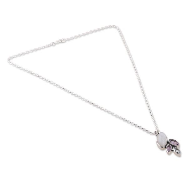 Alternate image for Leafy Two-Carat Multi-Gemstone Pendant Necklace Realm of Harmony