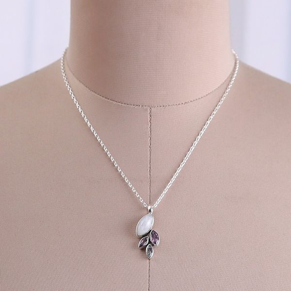 Alternate image for Leafy Two-Carat Multi-Gemstone Pendant Necklace Realm of Harmony