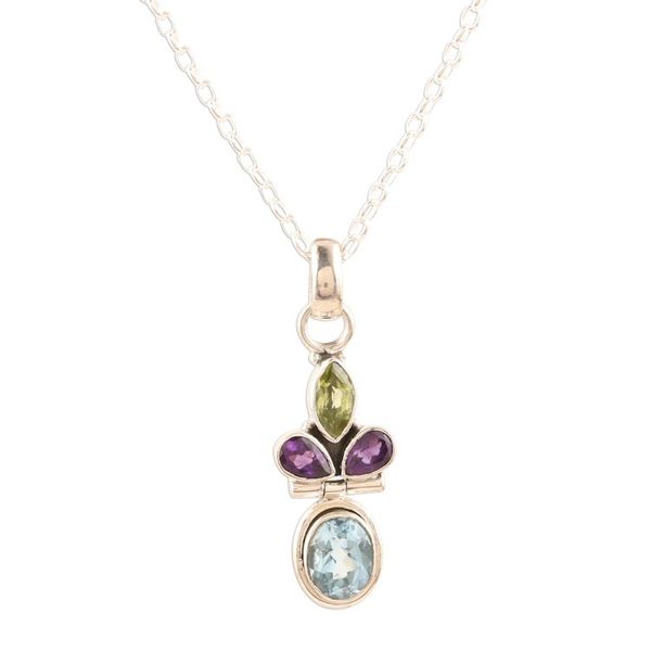 Alternate image for Pendant Necklace with Peridot, Blue Topaz and Amethyst Petal Party