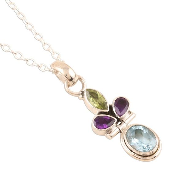 Alternate image for Pendant Necklace with Peridot, Blue Topaz and Amethyst Petal Party