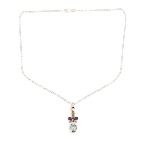 Alternate image for Pendant Necklace with Peridot, Blue Topaz and Amethyst Petal Party