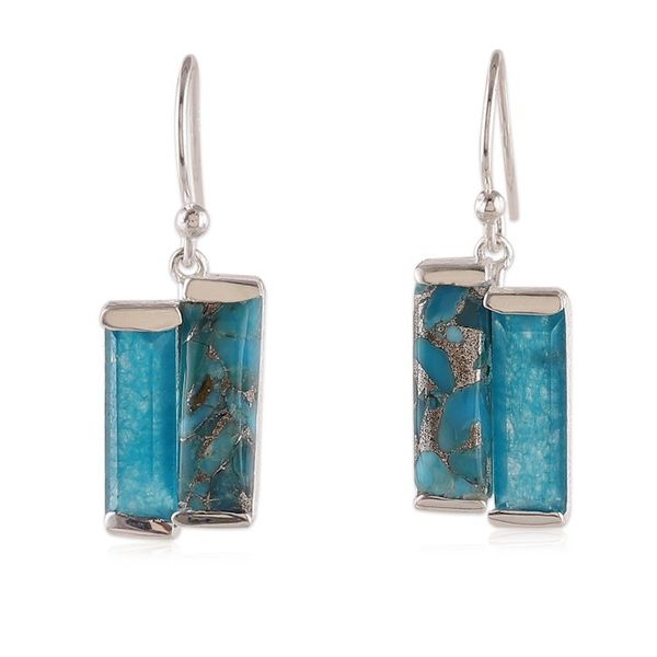 Alternate image for One-Carat Composite Turquoise and Quartz Dangle Earrings Oceanic Dimensions