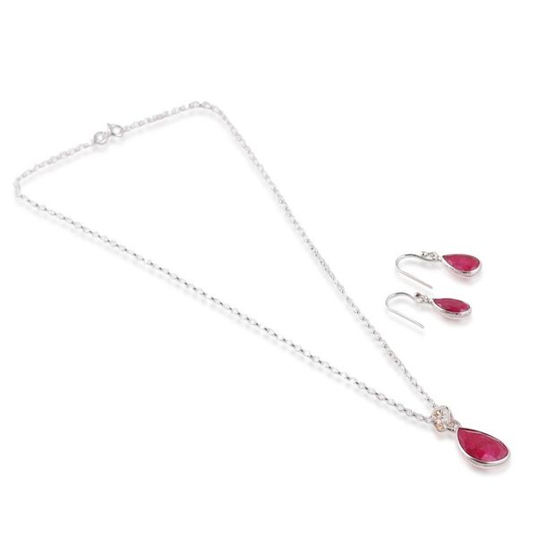 Alternate image for 18-Carat Faceted Ruby Necklace and Earrings Jewelry Set Blissful Ruby