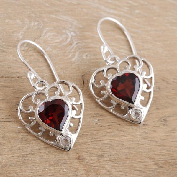 Alternate image for Romantic Sterling Silver Garnet and Topaz Dangle Earrings Strong Ties