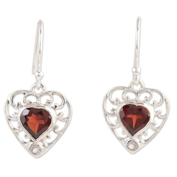 Alternate image for Romantic Sterling Silver Garnet and Topaz Dangle Earrings Strong Ties