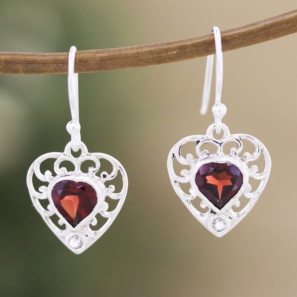 Alternate image for Romantic Sterling Silver Garnet and Topaz Dangle Earrings Strong Ties