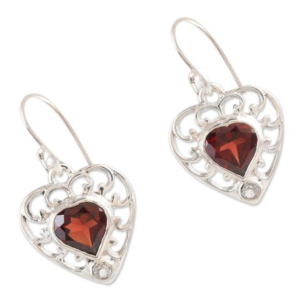 Alternate image for Romantic Sterling Silver Garnet and Topaz Dangle Earrings Strong Ties