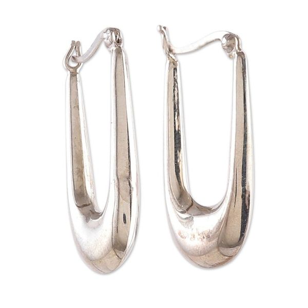 Alternate image for Classic Polished Sterling Silver Hoop Earrings from India Modern Radiance