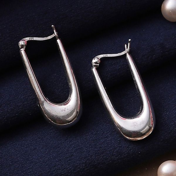 Alternate image for Classic Polished Sterling Silver Hoop Earrings from India Modern Radiance