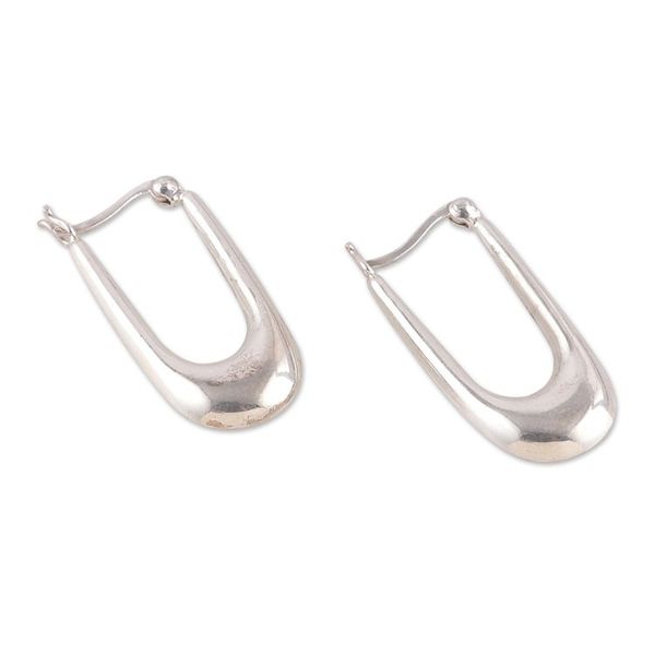 Alternate image for Classic Polished Sterling Silver Hoop Earrings from India Modern Radiance