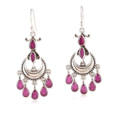 Alternate image for Faceted Ruby Stone and Sterling Silver Chandelier Earrings Sweet Glimmering